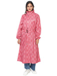 FabSeasons Waterproof printed Long / Full Raincoat for women with adjustable Hood. Pack contains Top and Storage Bag