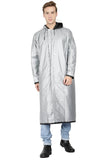 Fabseasons Black Apex High Quality Long Unisex Raincoat -with Adjustable Hood & Reflector at Back