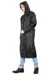Fabseasons Black Apex High Quality Long Unisex Raincoat -with Adjustable Hood & Reflector at Back