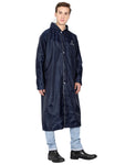 Fabseasons Blue Apex High Quality Long Unisex Raincoat -with Adjustable Hood & Reflector at Back