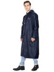 Fabseasons Blue Apex High Quality Long Unisex Raincoat -with Adjustable Hood & Reflector at Back