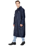 Fabseasons Blue Apex High Quality Long Unisex Raincoat -with Adjustable Hood & Reflector at Back