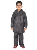 Fabseasons Solid Grey Waterproof Raincoat for kids Set of Pant & Top with Hood