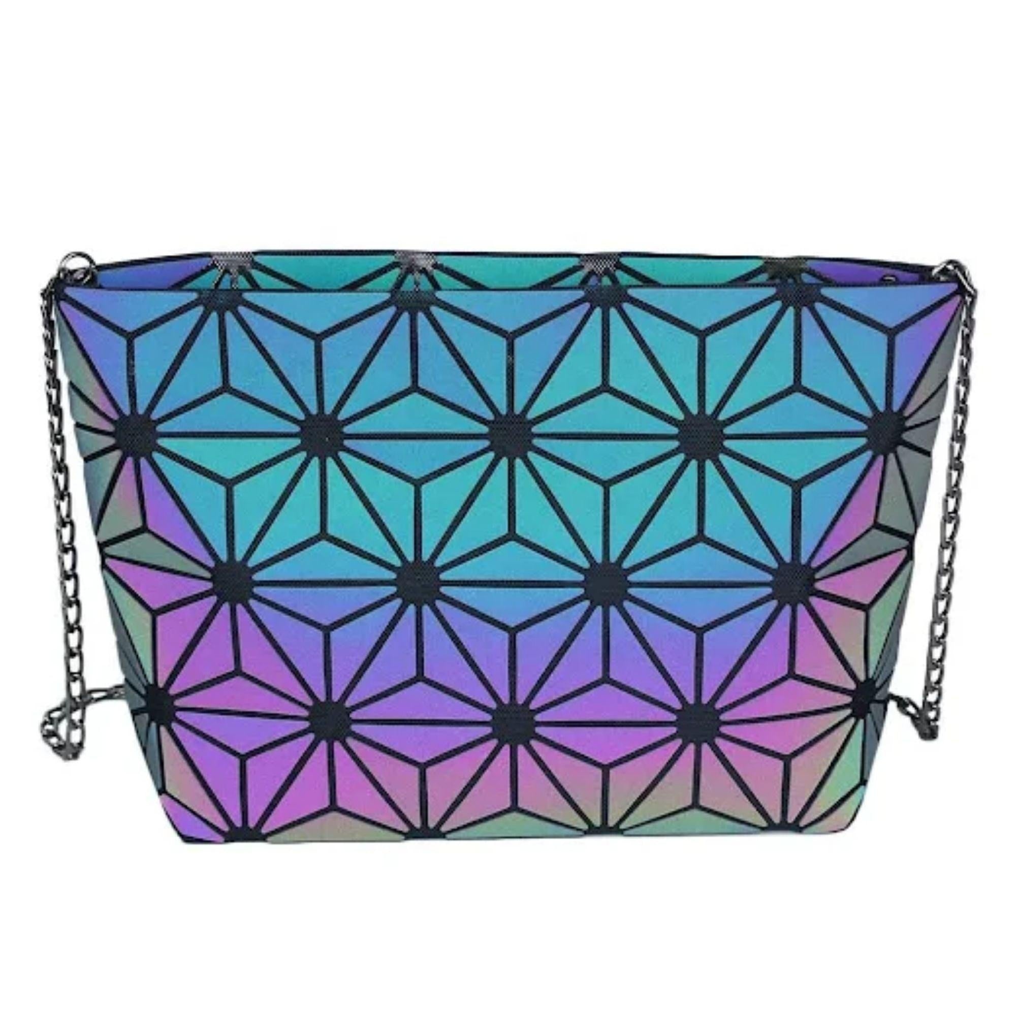 Geometric Luminous Wallets Women Holographic Zipper Wallet Reflective Purse  and Handbags Colourfull Long Wallet 04