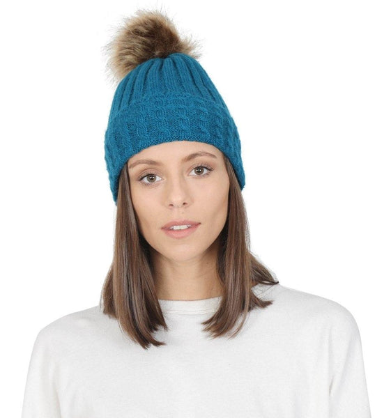 FabSeasons Acrylic Blue Woolen Winter skull cap with Pom Pom for Girls &  Women freeshipping - FABSEASONS