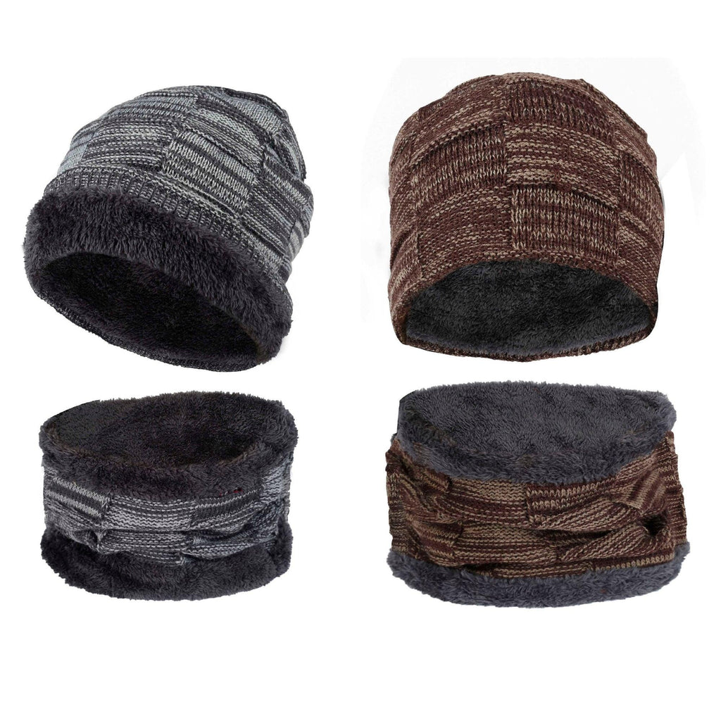 FabSeasons Unisex Acrylic Woolen Beanie & Muffler with faux fur