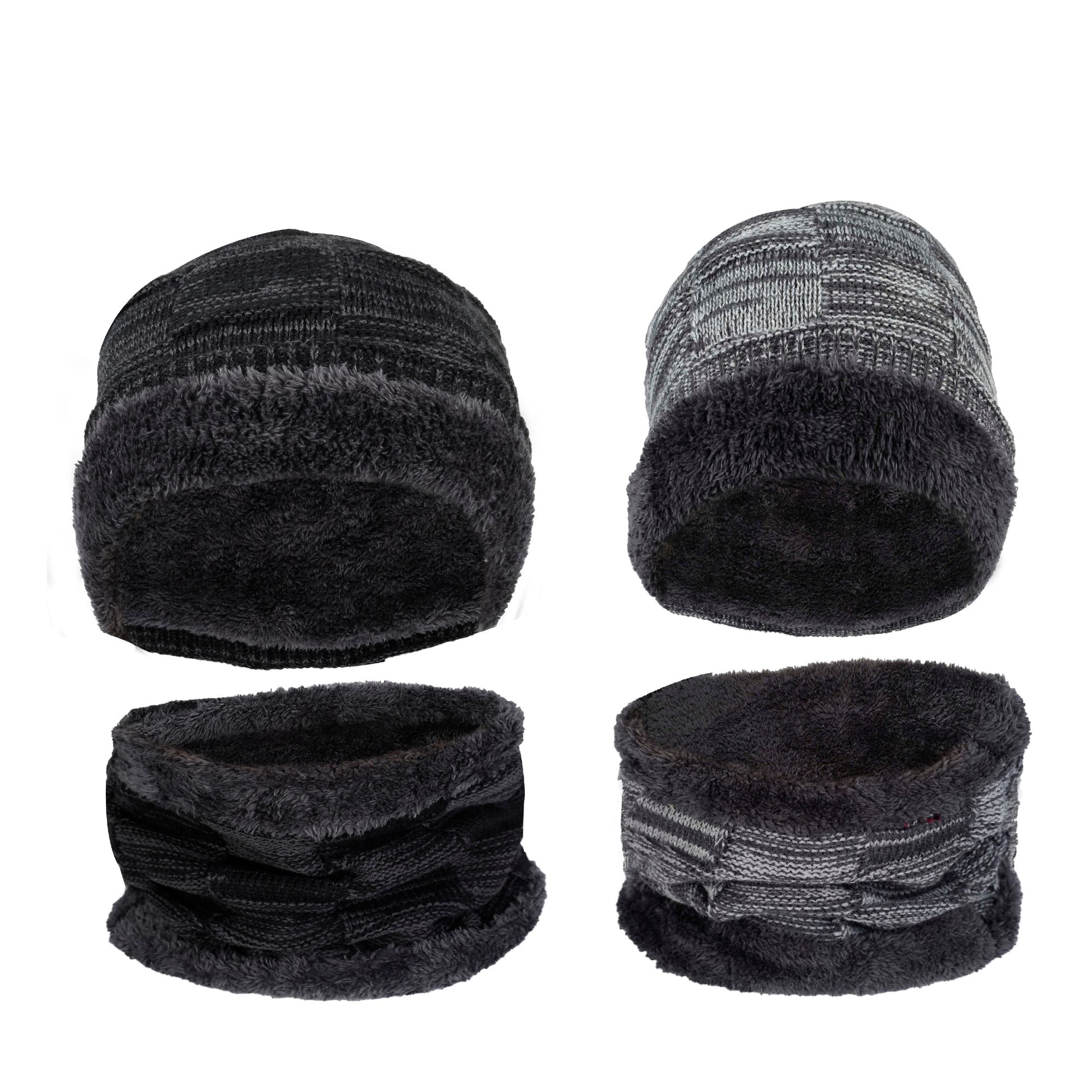 1876 Hat - Black & White Wool With Black Lining & Fuzzy Brim